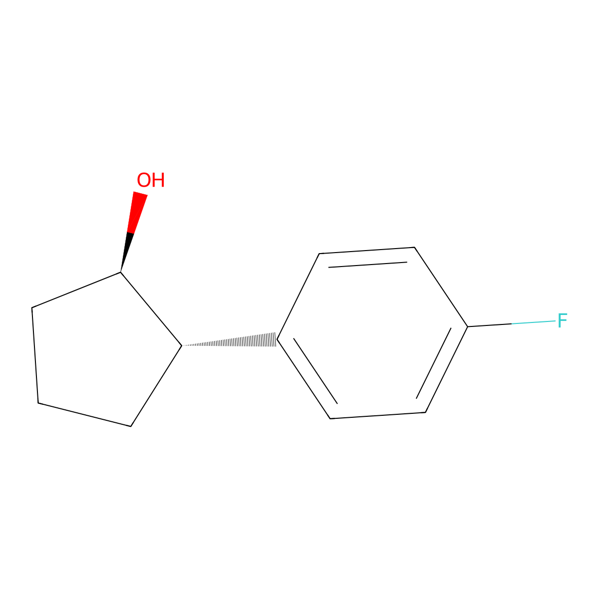 rac-(1R,2S)-2-(4-fluorophenyl)cyclopentan-1-ol molecular structure, CAS 436847-86-8