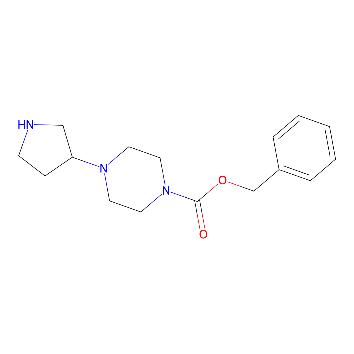 Benzyl 4-(pyrrolidin-3-yl)piperazine-1-carboxylate molecular structure, CAS 436852-08-3