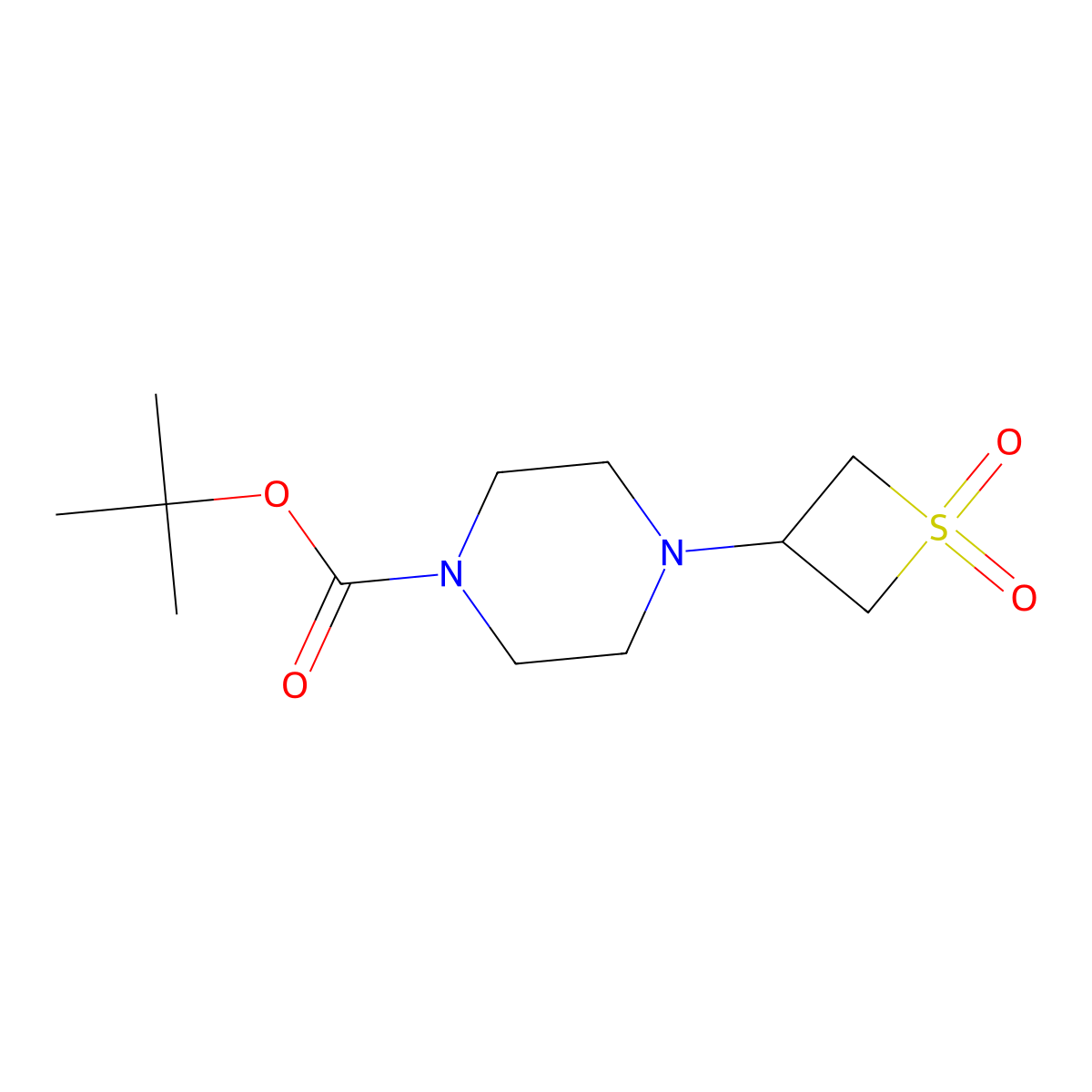 Tert-butyl 4-(1,1-dioxidothietan-3-yl)piperazine-1-carboxylate molecular structure, CAS 436852-14-1
