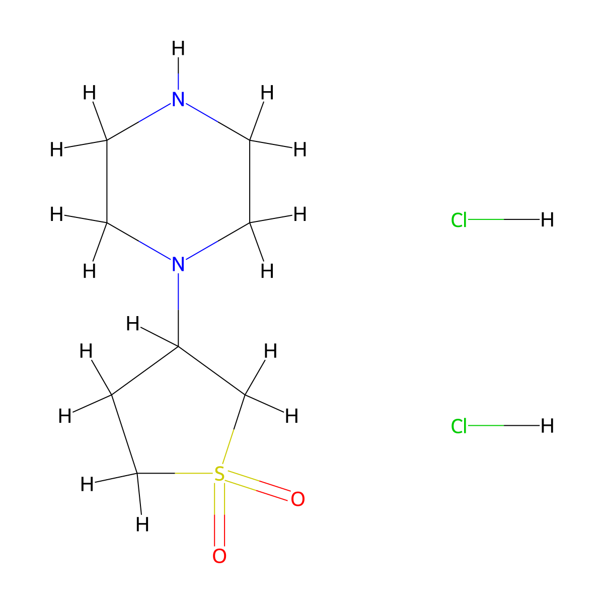 1-(Tetrahydro-1,1-dioxido-3-thienyl)piperazine dihydrochloride molecular structure, CAS 436852-26-5