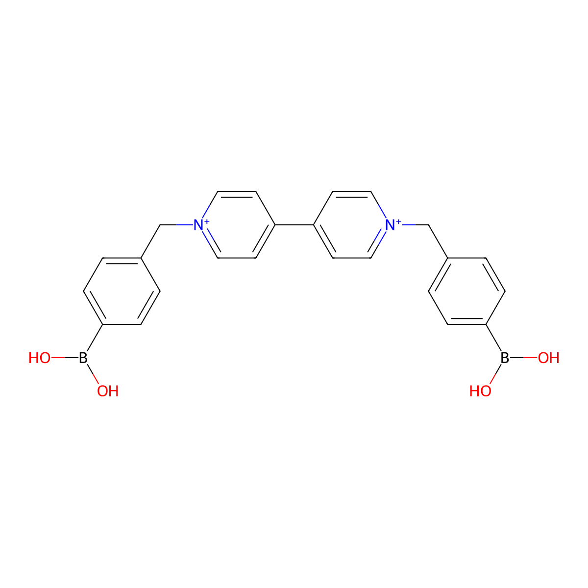 [4-[[4-[1-[(4-Boronophenyl)methyl]pyridin-1-ium-4-yl]pyridin-1-ium-1-yl]methyl]phenyl]boronic acid molecular structure, CAS 436853-69-9