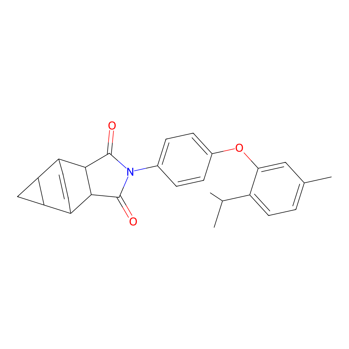 2-{4-[5-methyl-2-(propan-2-yl)phenoxy]phenyl}hexahydro-4,6-ethenocyclopropa[f]isoindole-1,3(2H,3aH)-dione molecular structure, CAS 436853-90-6