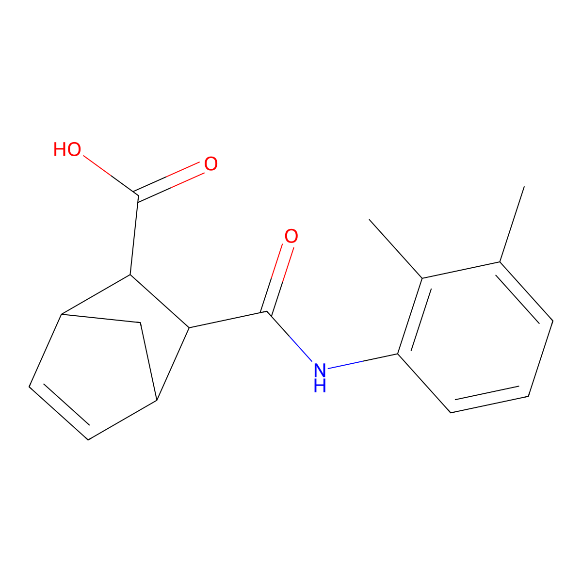 3-[(2,3-Dimethylphenyl)carbamoyl]bicyclo[2.2.1]hept-5-ene-2-carboxylic acid molecular structure, CAS 436855-38-8