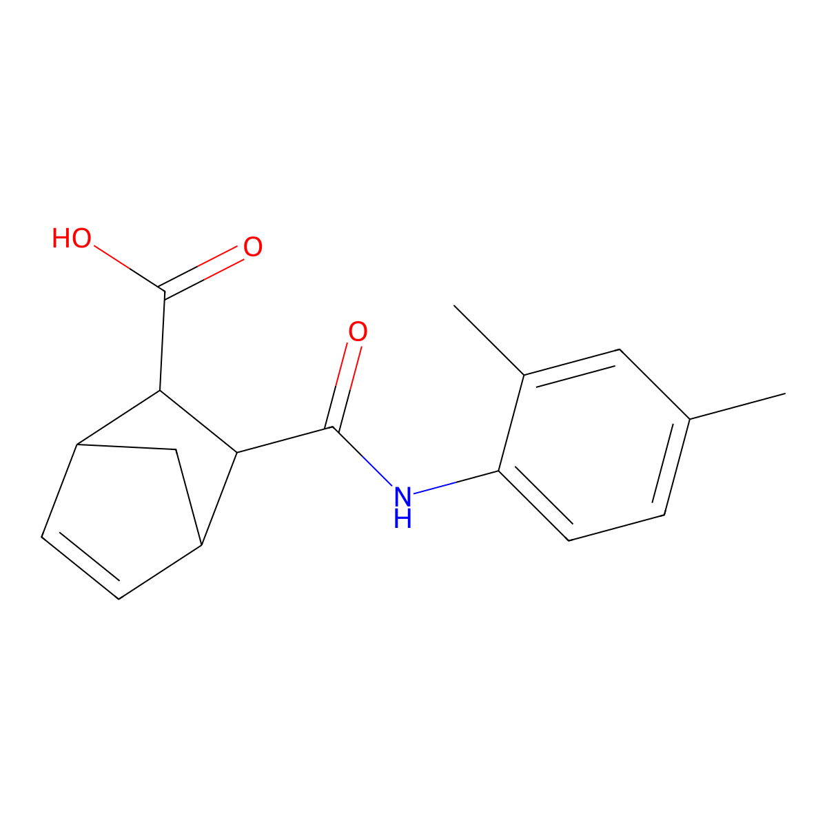 3-{[(2,4-Dimethylphenyl)amino]carbonyl}bicyclo[2.2.1]hept-5-ene-2-carboxylic acid molecular structure, CAS 436855-42-4