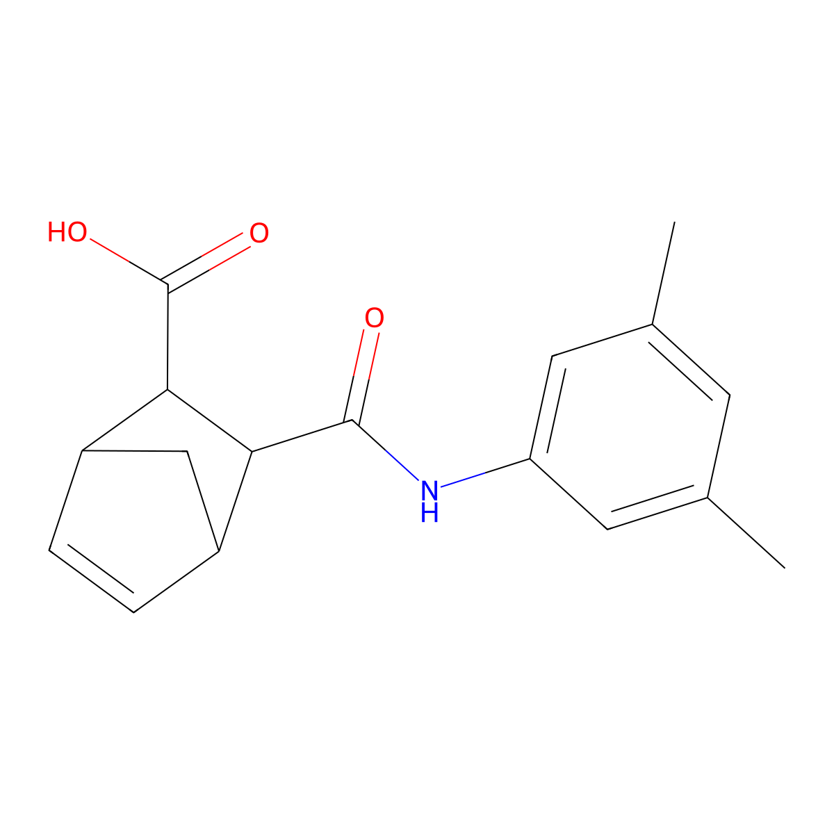 3-[(3,5-Dimethylphenyl)carbamoyl]bicyclo[2.2.1]hept-5-ene-2-carboxylic acid molecular structure, CAS 436855-44-6