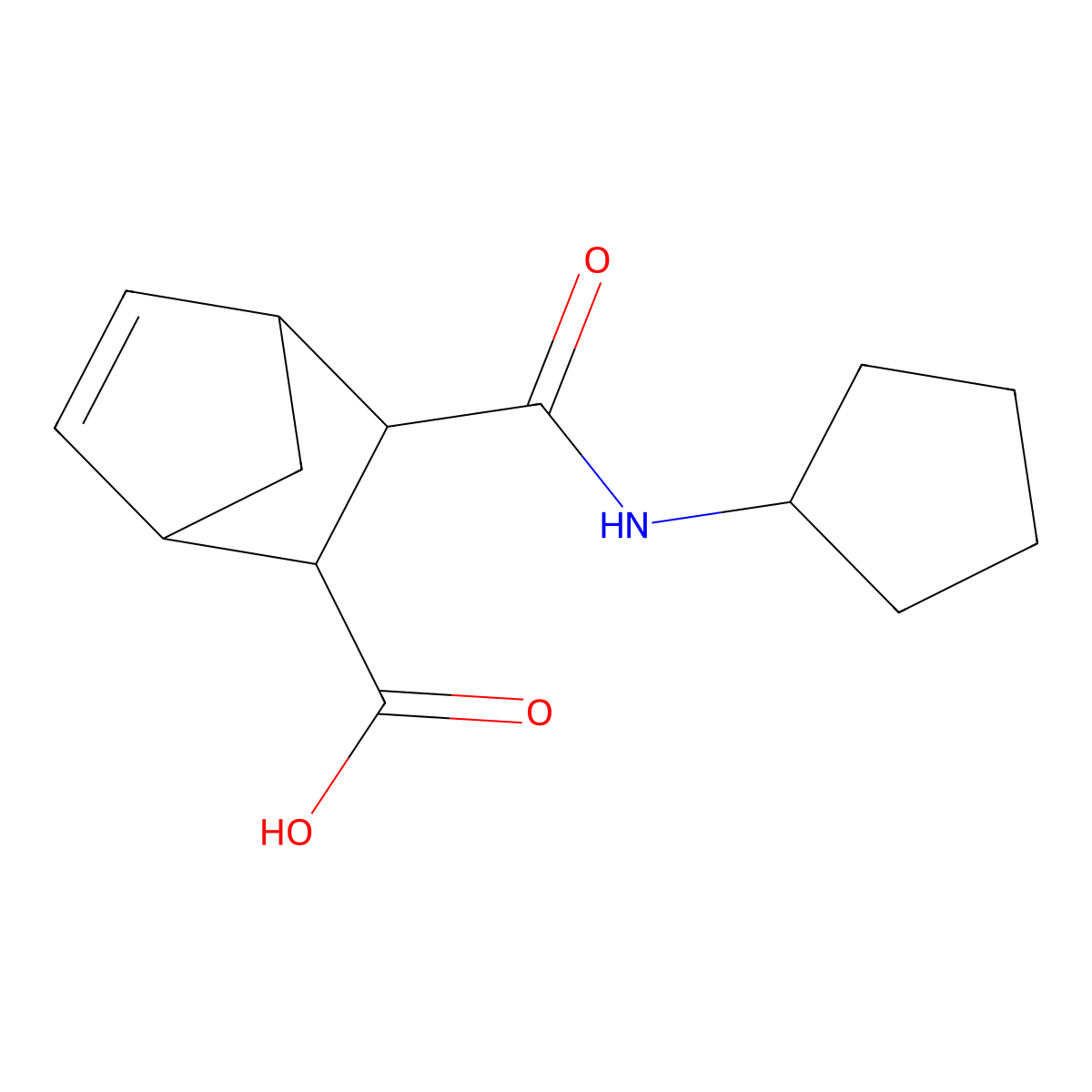 3-(Cyclopentylcarbamoyl)bicyclo[2.2.1]hept-5-ene-2-carboxylic acid molecular structure, CAS 436855-47-9