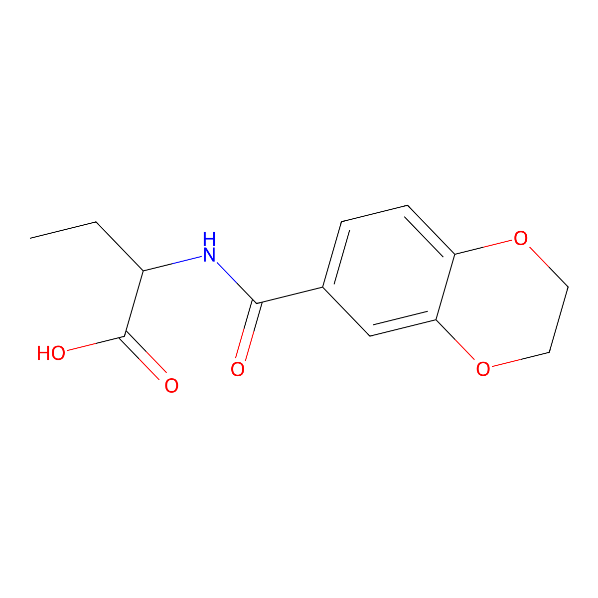 2-[(2,3-Dihydro-benzo[1,4]dioxine-6-carbonyl)-amino]-butyric acid molecular structure, CAS 436855-75-3