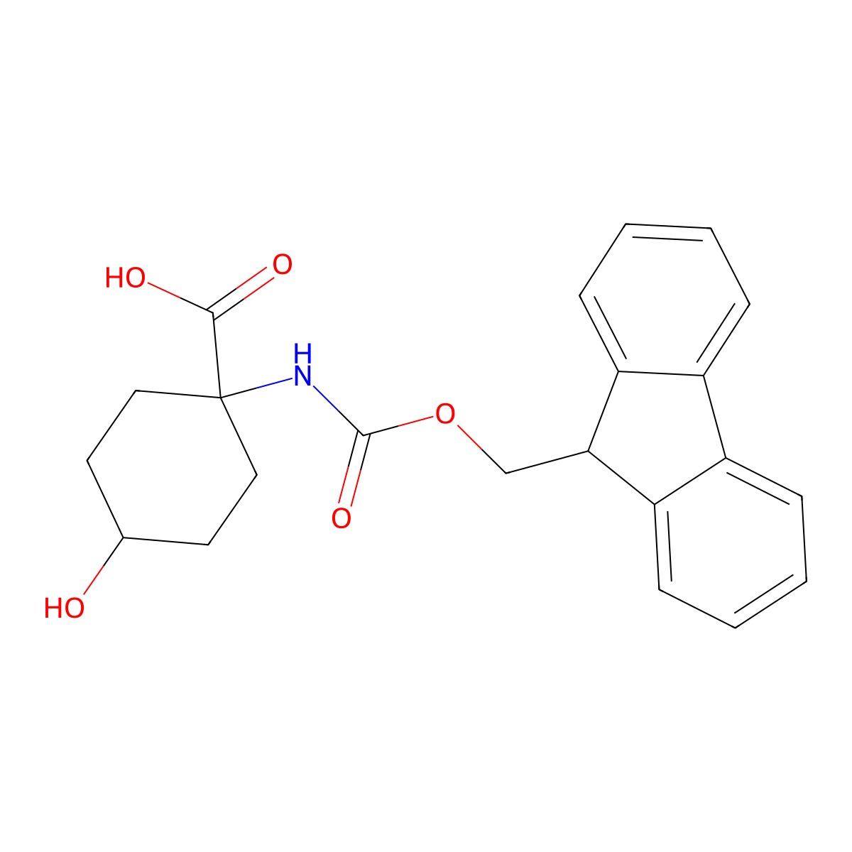 1-({[(9H-fluoren-9-yl)methoxy]carbonyl}amino)-4-hydroxycyclohexane-1-carboxylic acid molecular structure, CAS 436867-66-2