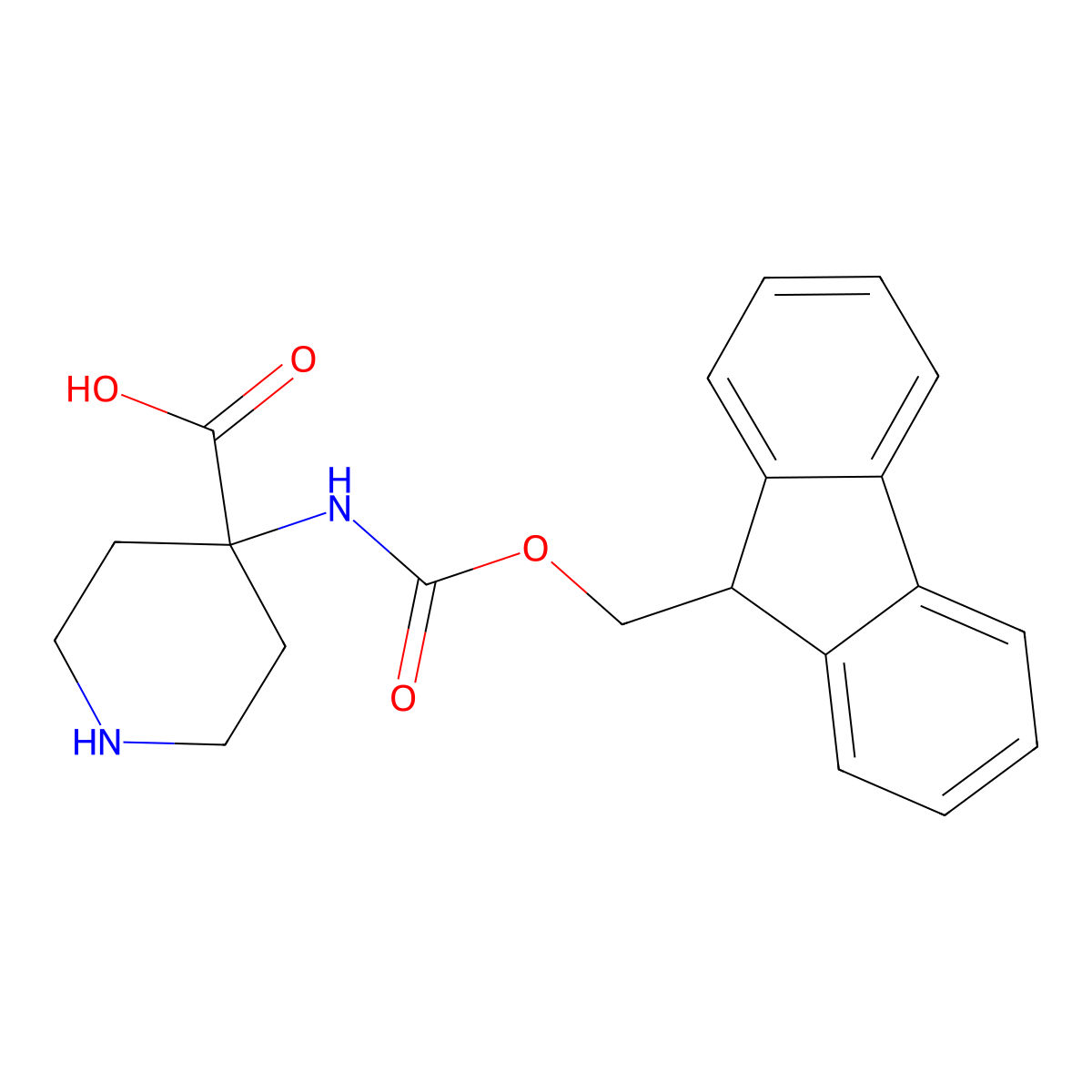 4-{[(9H-fluoren-9-ylmethoxy)carbonyl]amino}piperidine-4-carboxylic acid molecular structure, CAS 436867-70-8