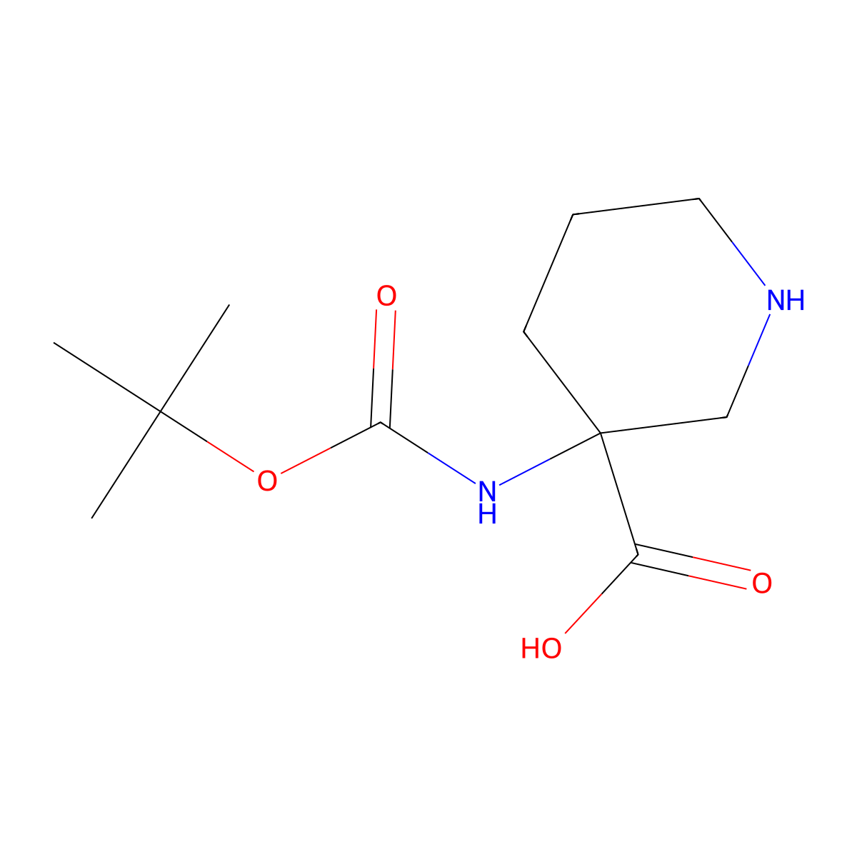 3-(((Tert-butoxy)carbonyl)amino)piperidine-3-carboxylic acid molecular structure, CAS 436867-71-9