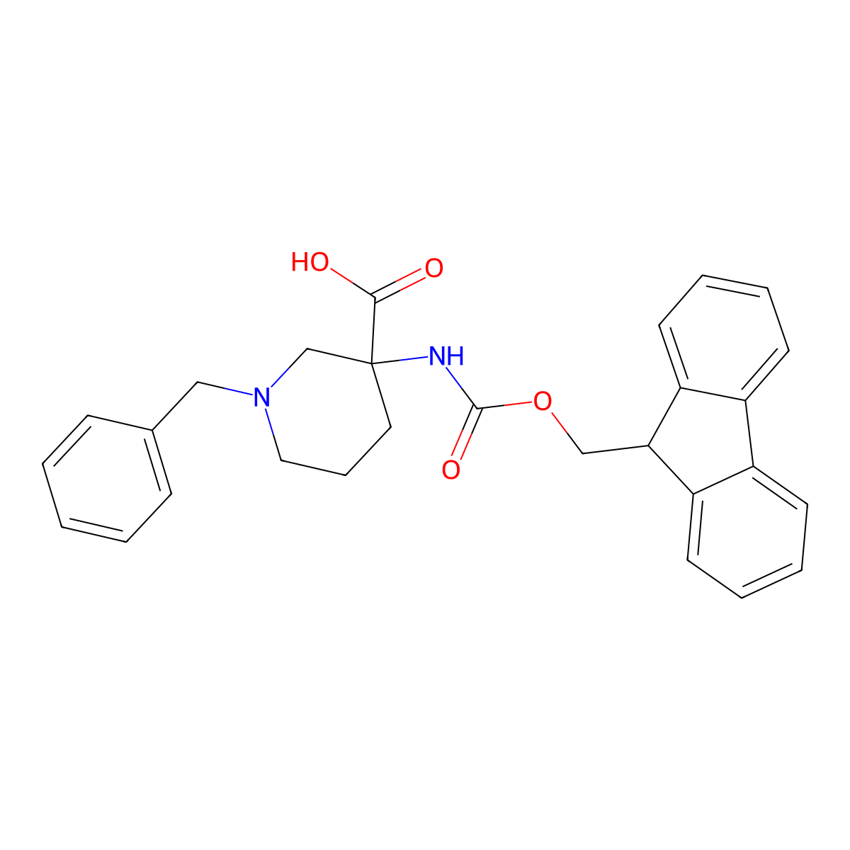 1-Benzyl-3-({[(9H-fluoren-9-yl)methoxy]carbonyl}amino)piperidine-3-carboxylic acid molecular structure, CAS 436867-73-1