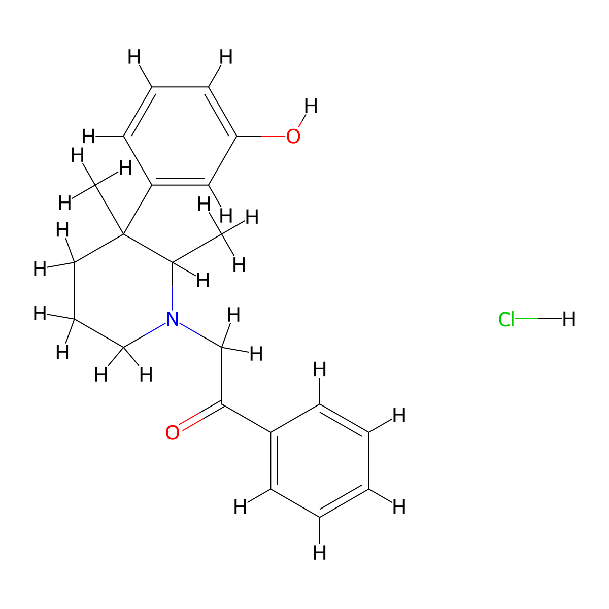 Myfadol hydrochloride molecular structure, CAS 4370-33-6
