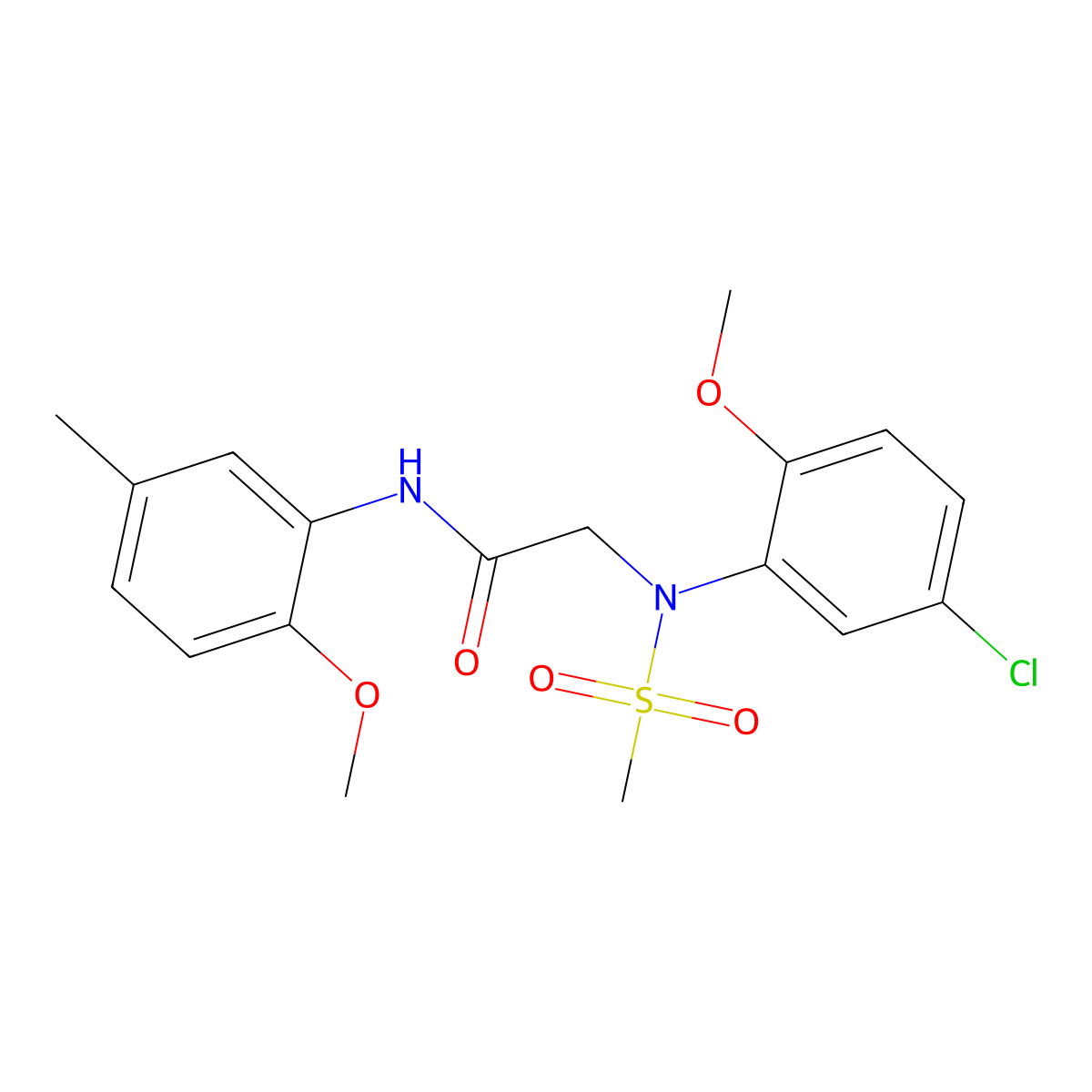 2-(5-chloro-2-methoxy-N-methylsulfonylanilino)-N-(2-methoxy-5-methylphenyl)acetamide molecular structure, CAS 4370-87-0