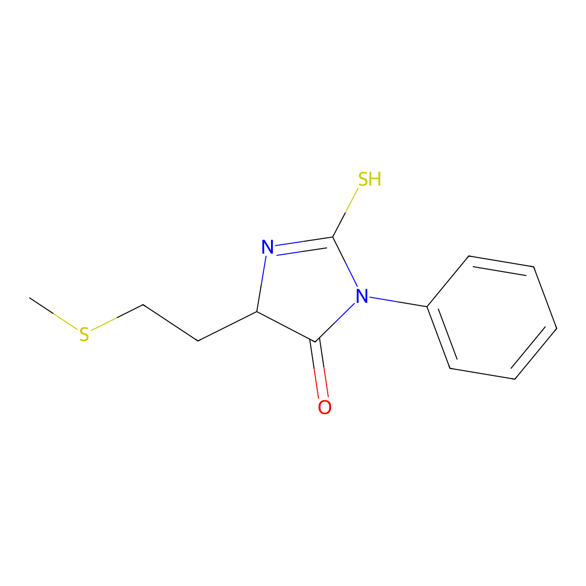 4-(2-methylsulfanylethyl)-1-phenyl-2-sulfanyl-4H-imidazol-5-one molecular structure, CAS 4370-90-5
