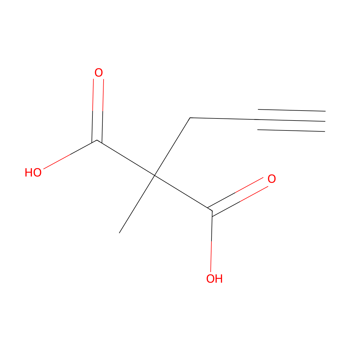 2-Methyl-2-(prop-2-yn-1-yl)propanedioic acid molecular structure, CAS 4371-04-4