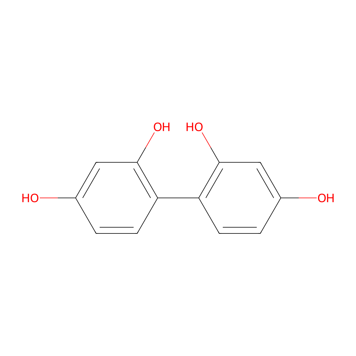 [1,1'-Biphenyl]-2,2',4,4'-tetrol molecular structure, CAS 4371-31-7