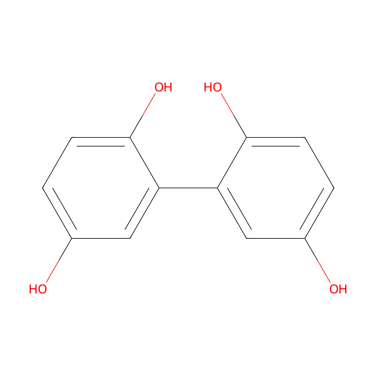 (1,1'-Biphenyl)-2,2',5,5'-tetrol molecular structure, CAS 4371-32-8