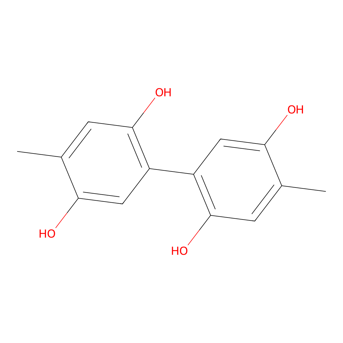 4,4'-Dimethyl[1,1'-biphenyl]-2,2',5,5'-tetrol molecular structure, CAS 4371-34-0