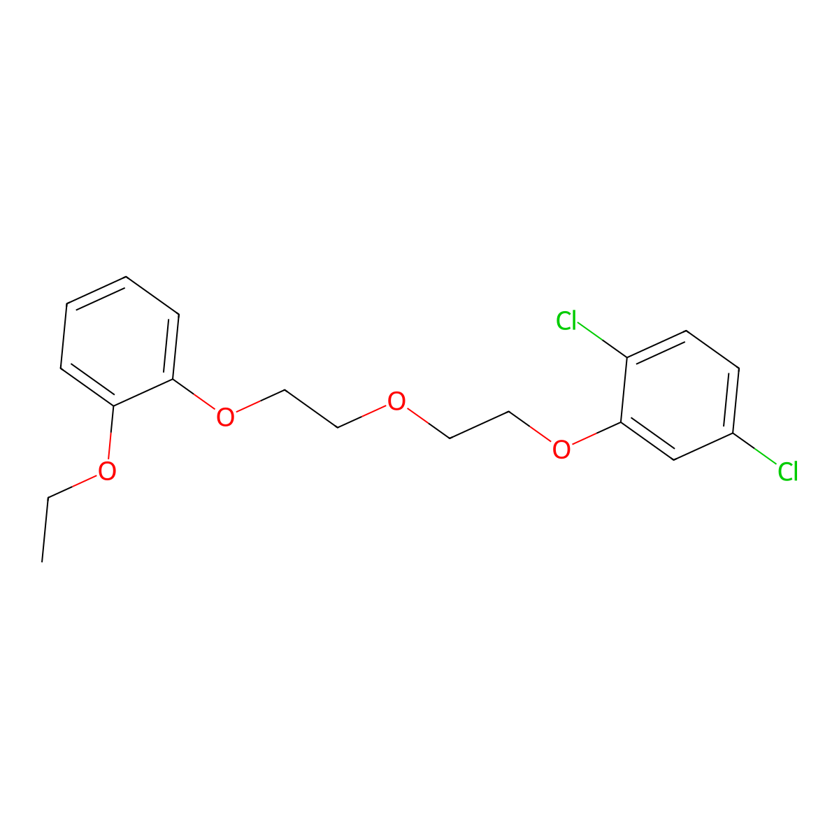 1,4-Dichloro-2-[2-[2-(2-ethoxyphenoxy)ethoxy]ethoxy]benzene molecular structure, CAS 4372-14-9