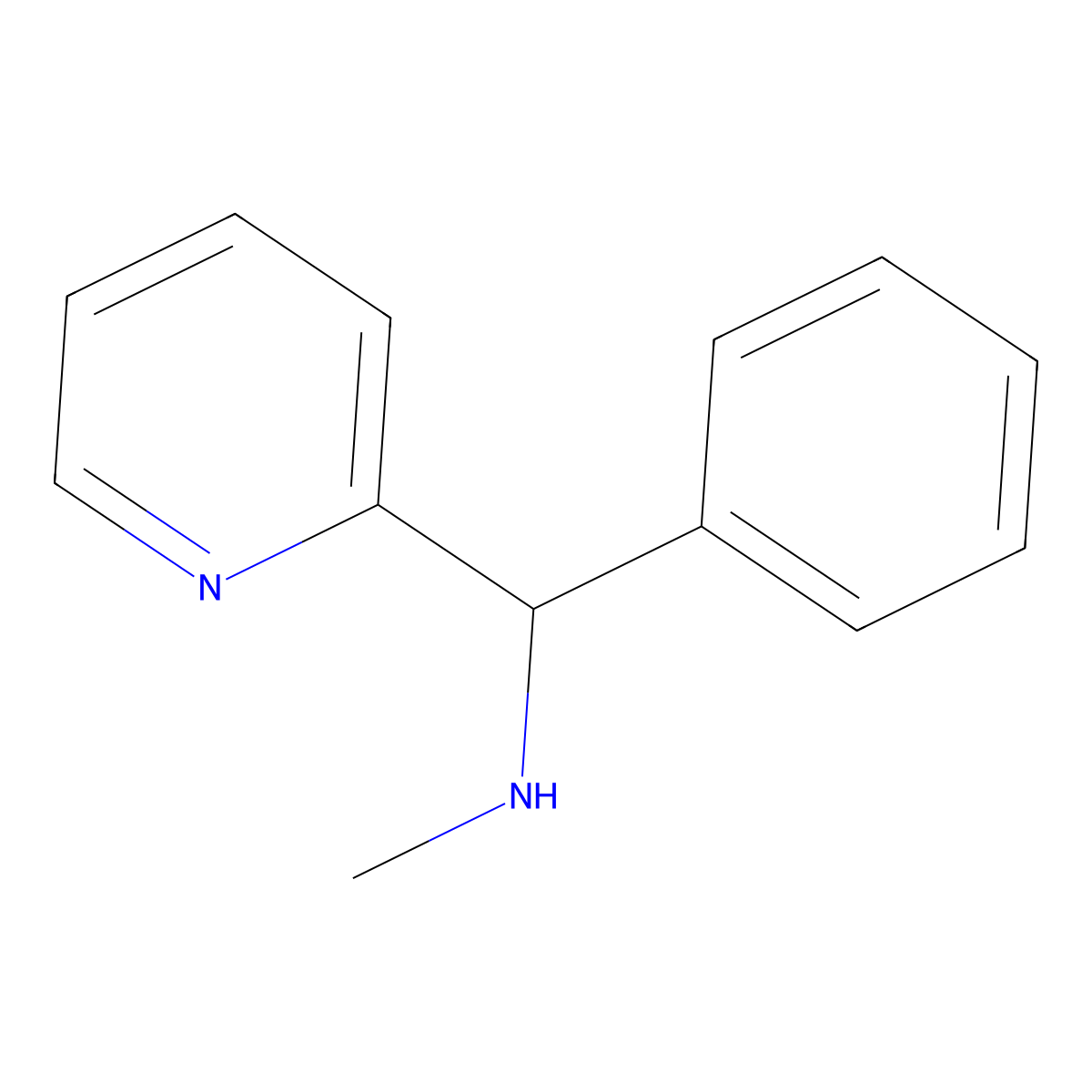 Methyl[phenyl(pyridin-2-yl)methyl]amine molecular structure, CAS 4372-44-5
