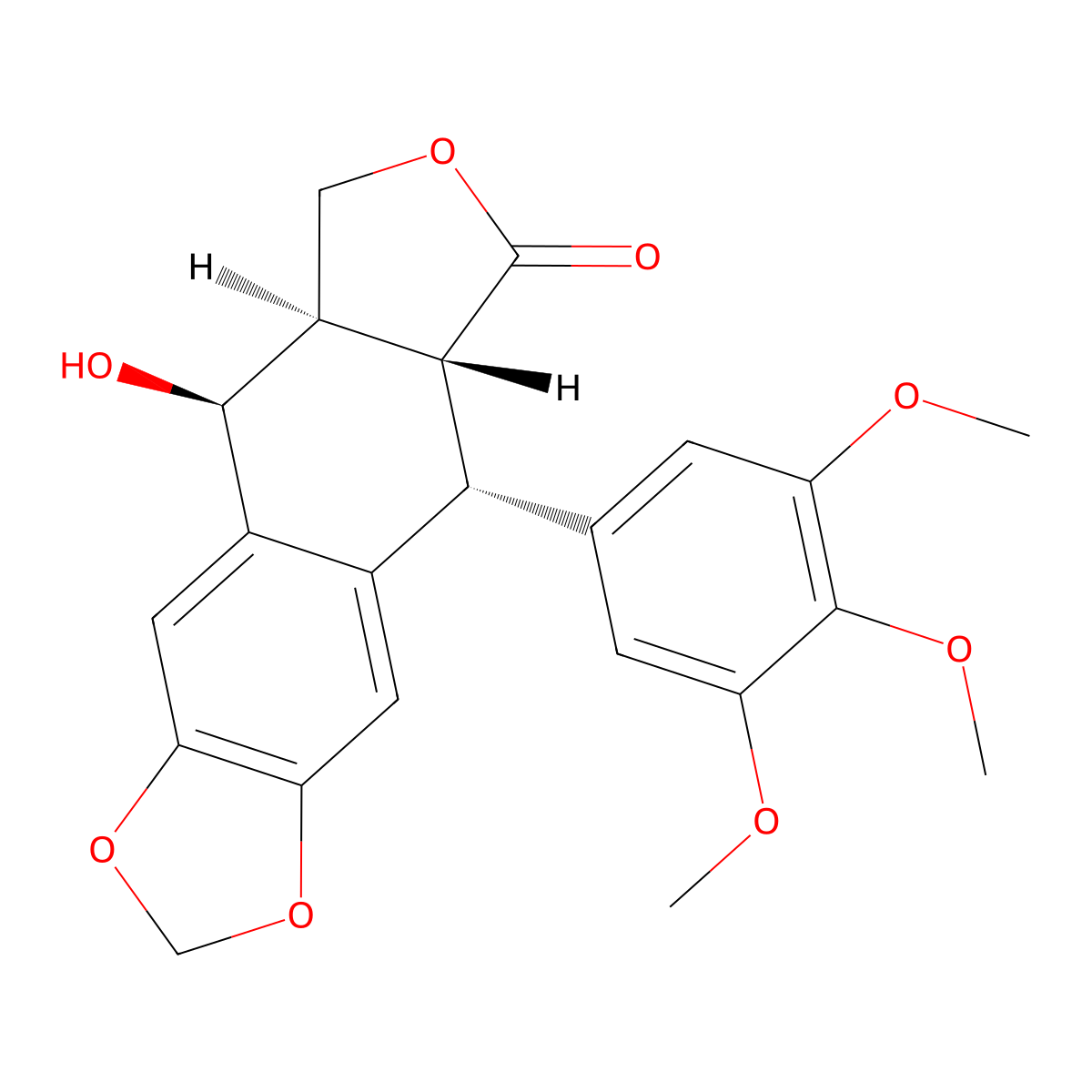 (-)-Epipodophyllotoxin molecular structure, CAS 4375-07-9
