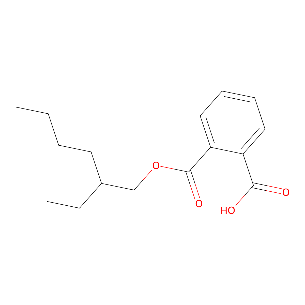 Mono(2-ethylhexyl) phthalate molecular structure, CAS 4376-20-9