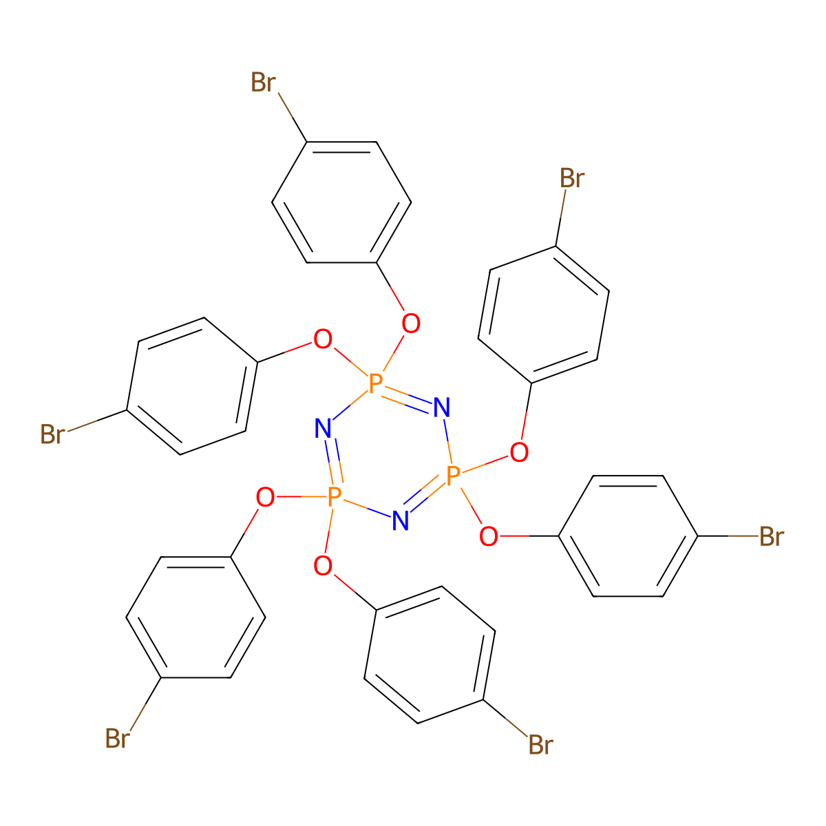 2,2,4,4,6,6-Hexakis-(4-bromo-phenoxy)-,,-(1,3,5,2,4,6)triazatriphosphini NE molecular structure, CAS 4376-72-1