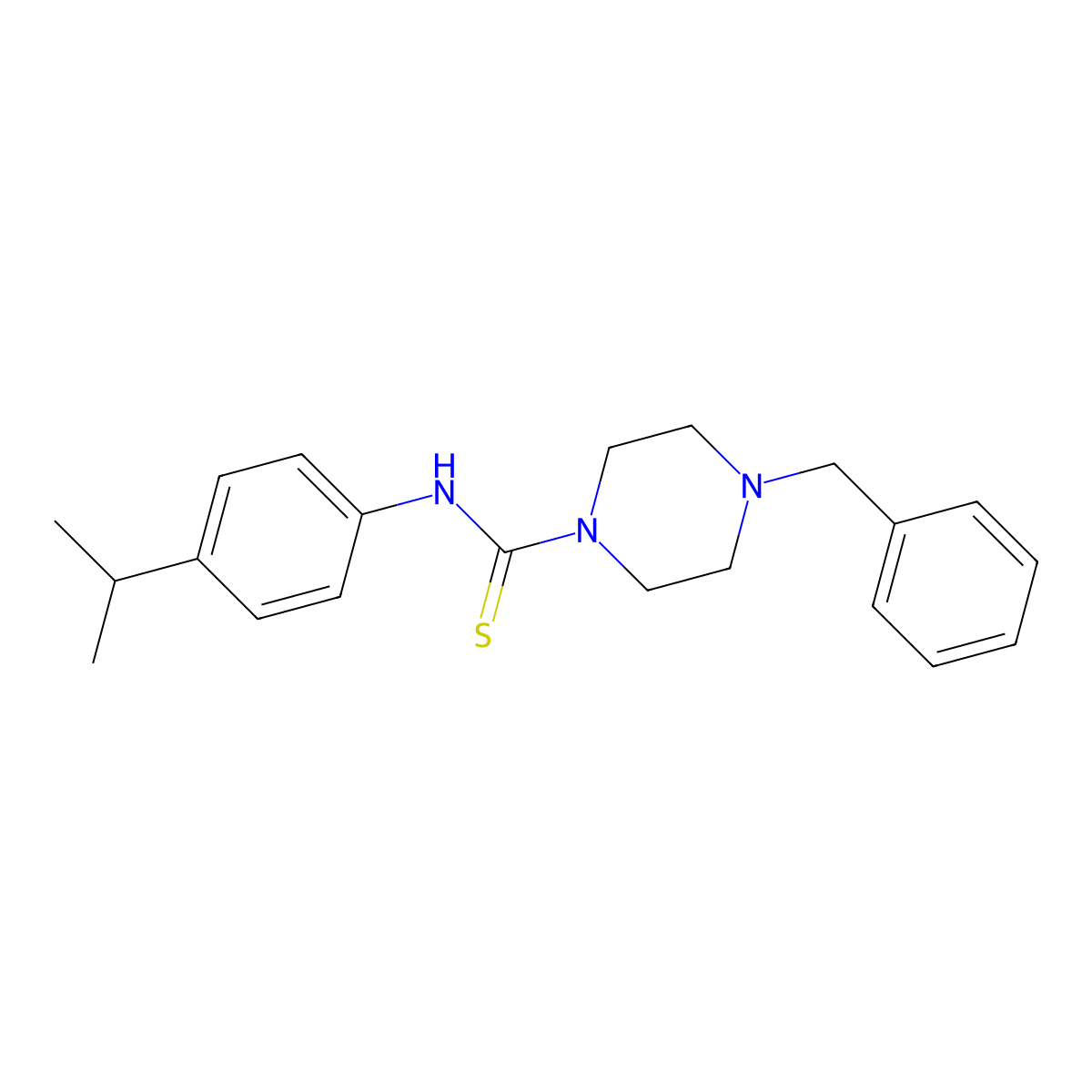 4-benzyl-N-(4-propan-2-ylphenyl)piperazine-1-carbothioamide molecular structure, CAS 437637-88-2