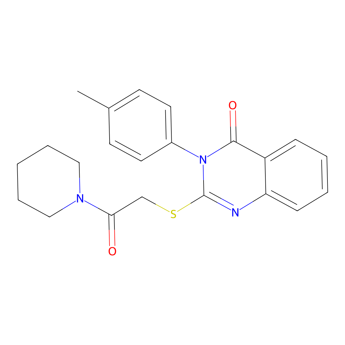 3-(4-Methylphenyl)-2-(2-oxo-2-piperidin-1-ylethyl)sulfanylquinazolin-4-one molecular structure, CAS 437637-98-4