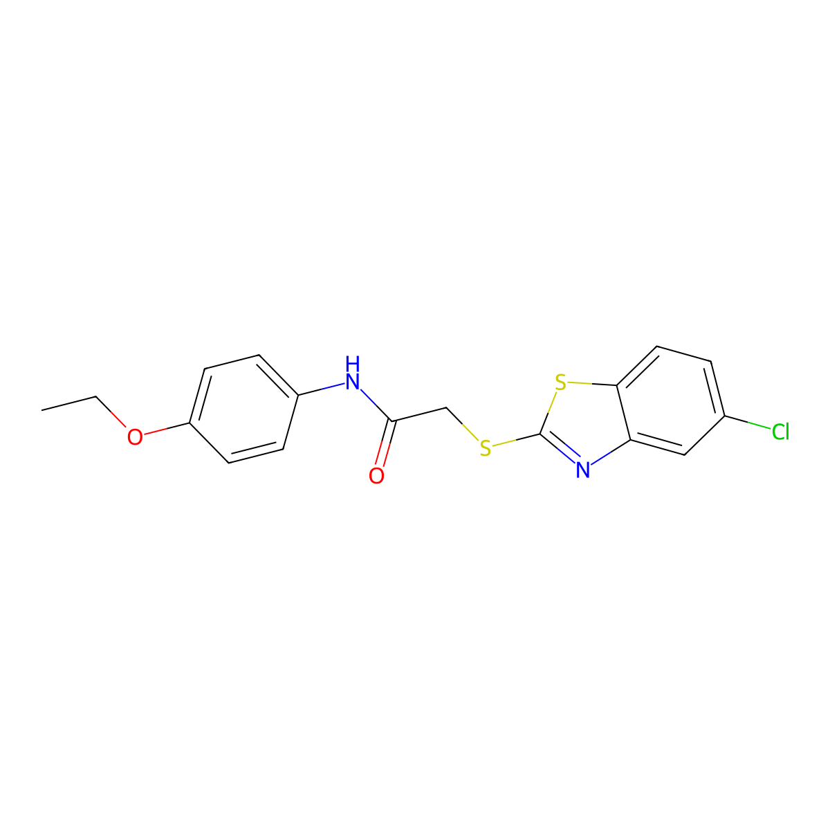 2-[(5-chloro-1,3-benzothiazol-2-yl)sulfanyl]-N-(4-ethoxyphenyl)acetamide molecular structure, CAS 437639-79-7