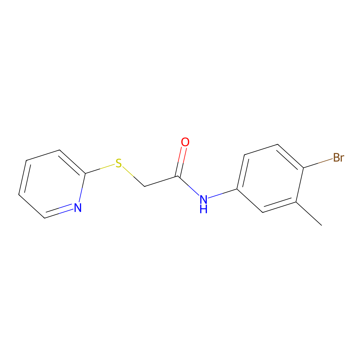 N-(4-bromo-3-methylphenyl)-2-(2-pyridinylsulfanyl)acetamide molecular structure, CAS 437644-53-6