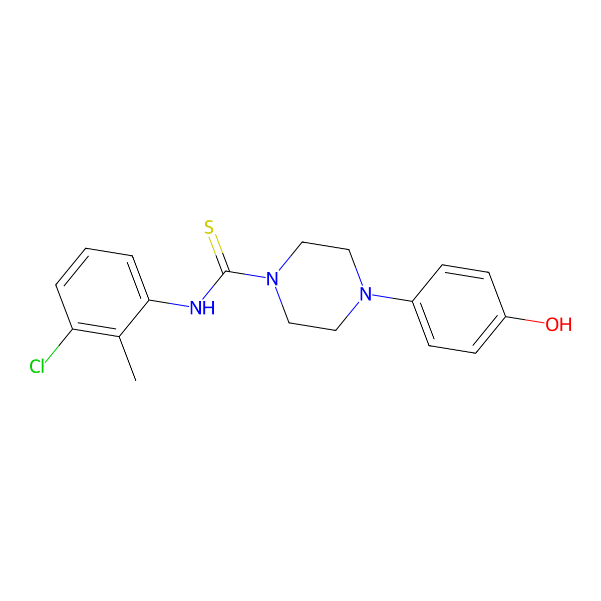N-(3-chloro-2-methylphenyl)-4-(4-hydroxyphenyl)piperazine-1-carbothioamide molecular structure, CAS 437649-61-1