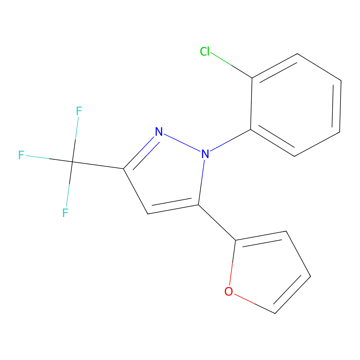 1-(2-Chlorophenyl)-5-(furan-2-yl)-3-(trifluoromethyl)-1H-pyrazole molecular structure, CAS 437711-24-5