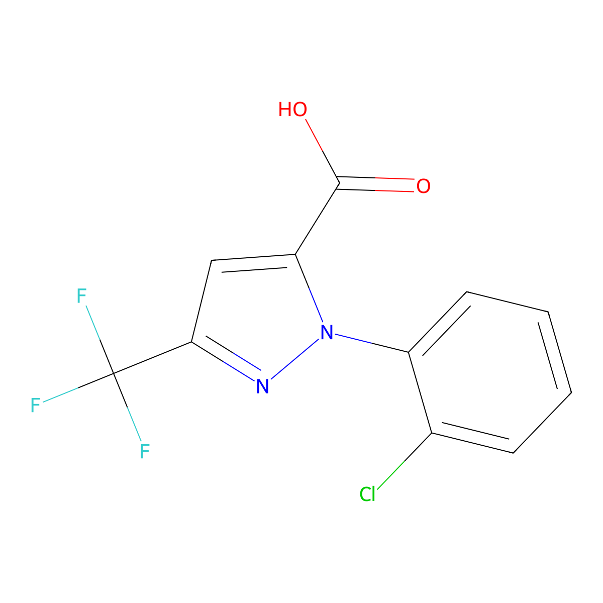 1-(2-chlorophenyl)-3-(trifluoromethyl)-1H-pyrazole-5-carboxylic acid molecular structure, CAS 437711-25-6