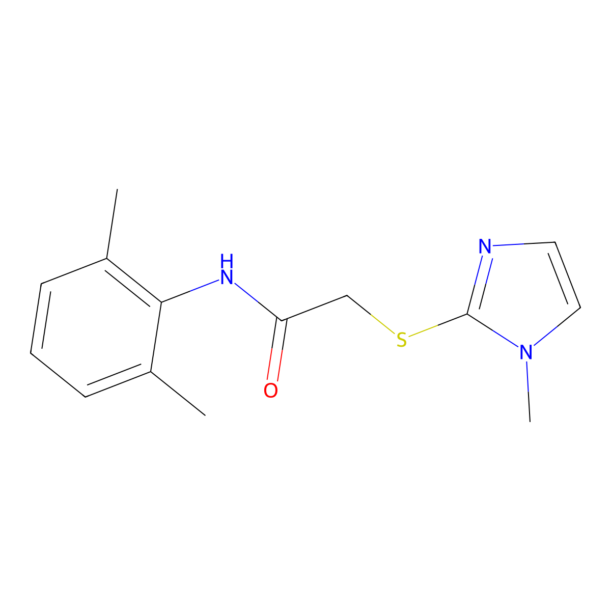 N-(2,6-dimethylphenyl)-2-(1-methylimidazol-2-yl)sulfanylacetamide molecular structure, CAS 437729-03-8