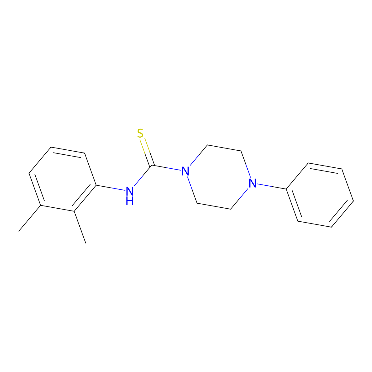 N-(2,3-dimethylphenyl)-4-phenylpiperazine-1-carbothioamide molecular structure, CAS 437733-24-9