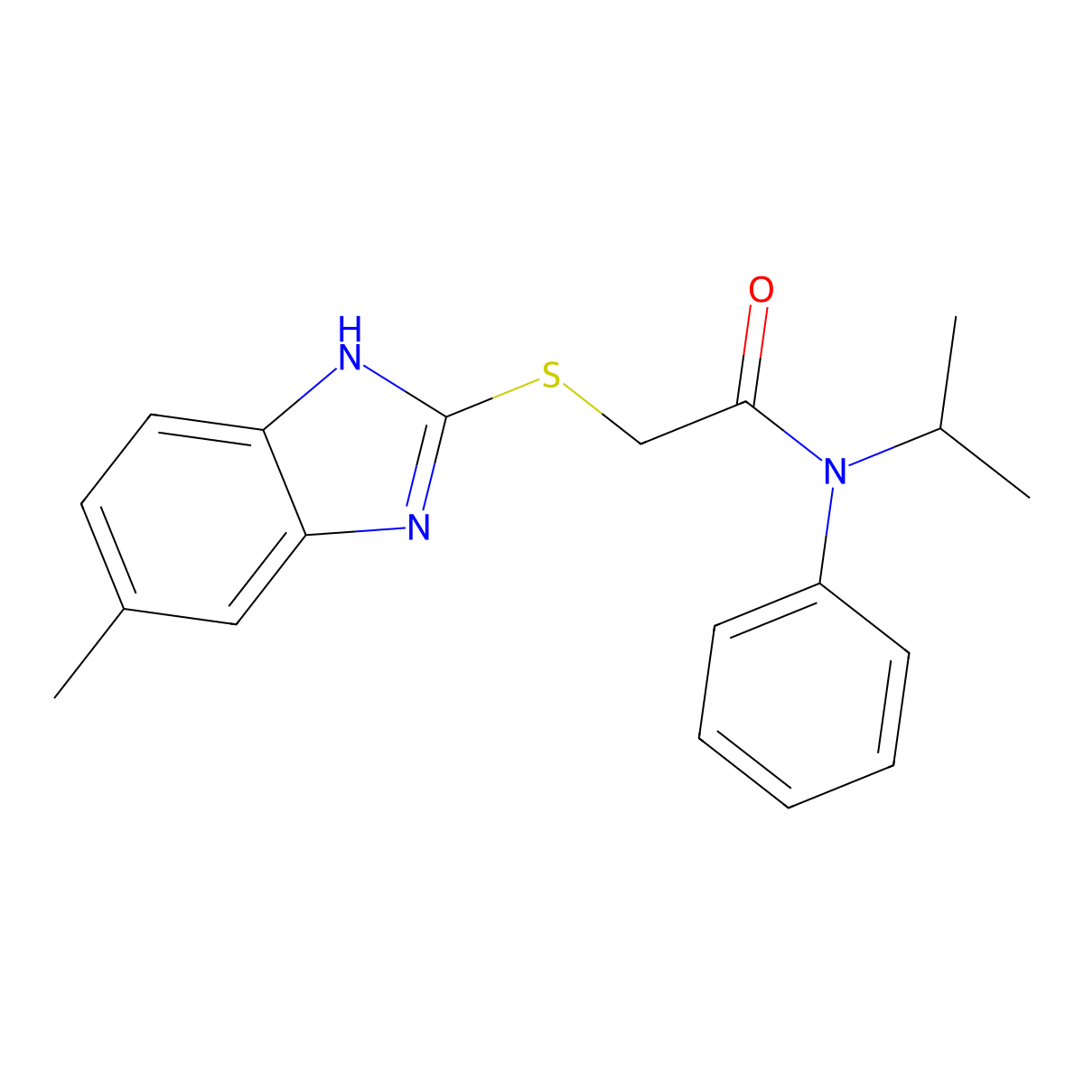 2-[(5-methyl-1H-benzimidazol-2-yl)sulfanyl]-N-phenyl-N-(propan-2-yl)acetamide molecular structure, CAS 437741-14-5