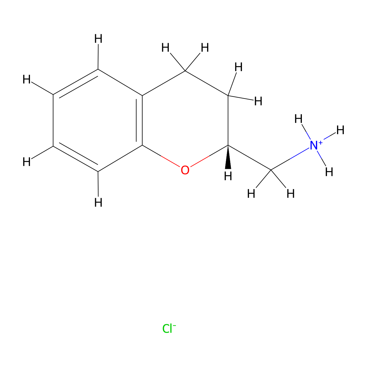 [(2R)-3,4-dihydro-2H-chromen-2-yl]methylazanium chloride molecular structure, CAS 437763-66-1