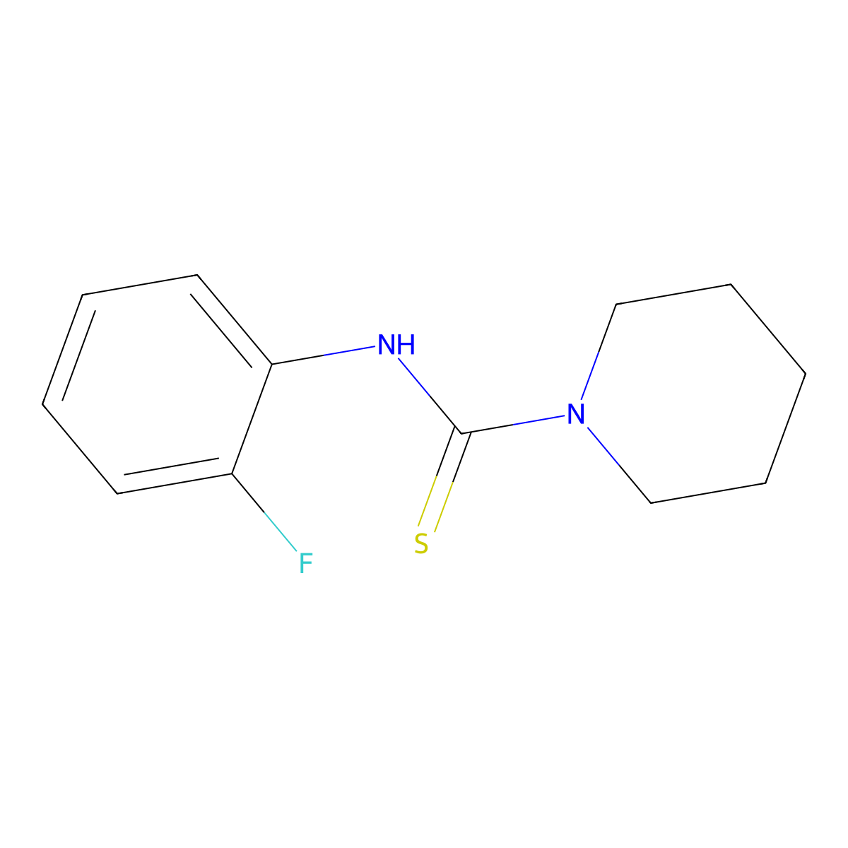 N-(2-fluorophenyl)-1-piperidinecarbothioamide molecular structure, CAS 4378-32-9