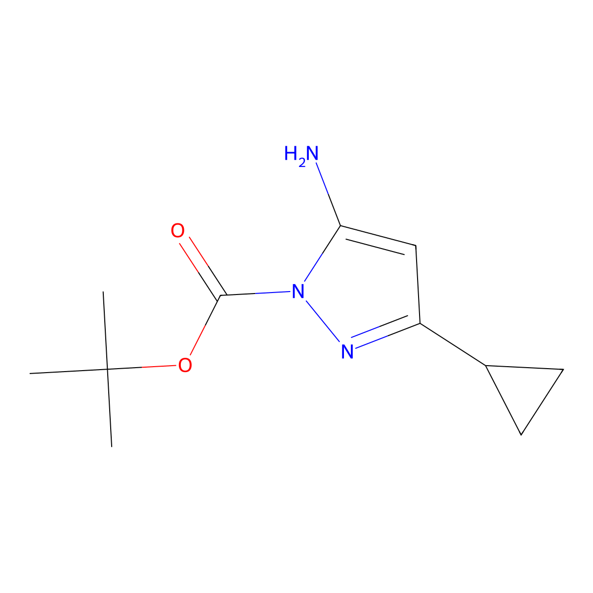 5-Amino-3-cyclopropyl-1H-pyrazole-1-carboxylic acid 1,1-dimethylethyl ester molecular structure, CAS 437982-59-7