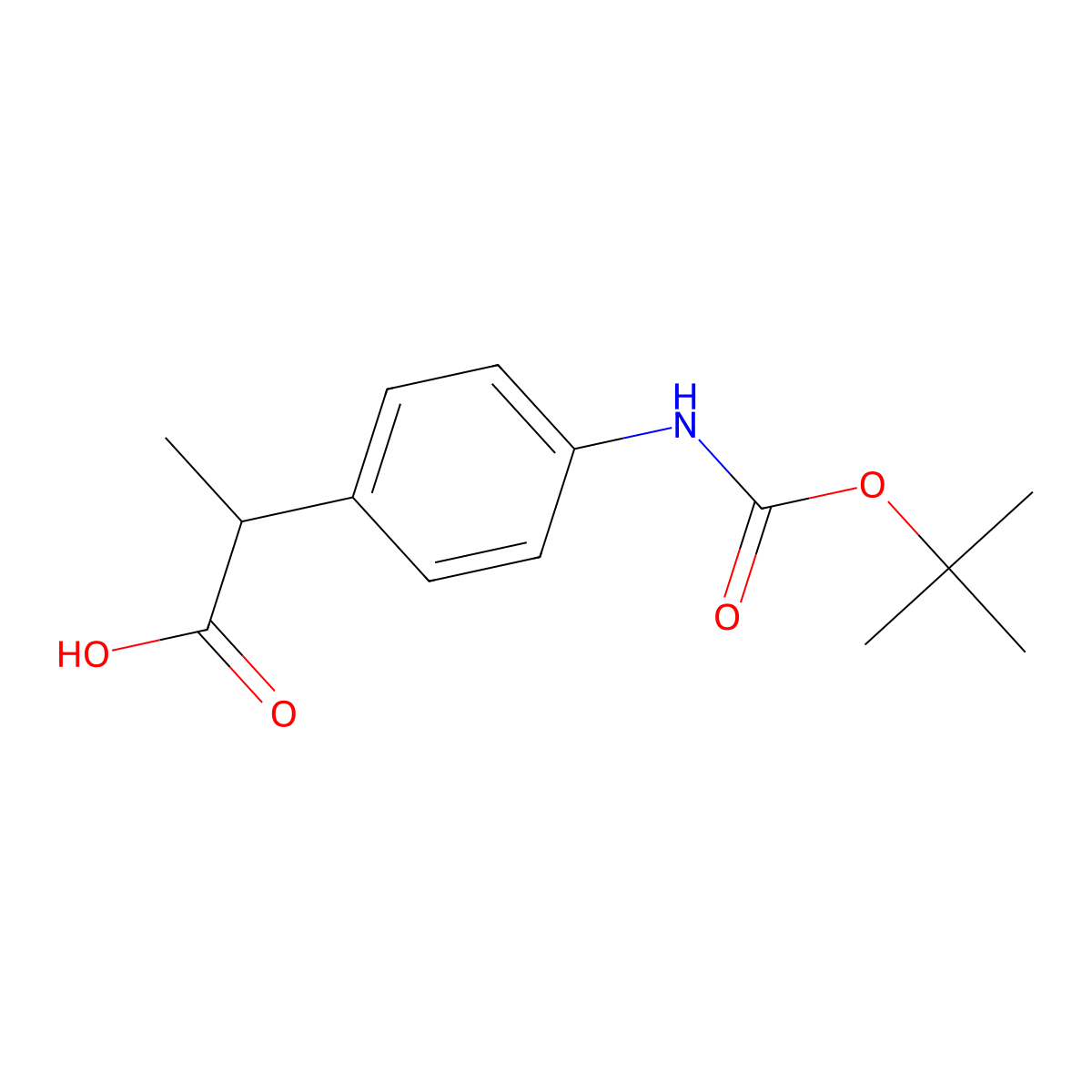 2-{4-[(Tert-butoxycarbonyl)amino]phenyl}propanoic acid molecular structure, CAS 437982-68-8
