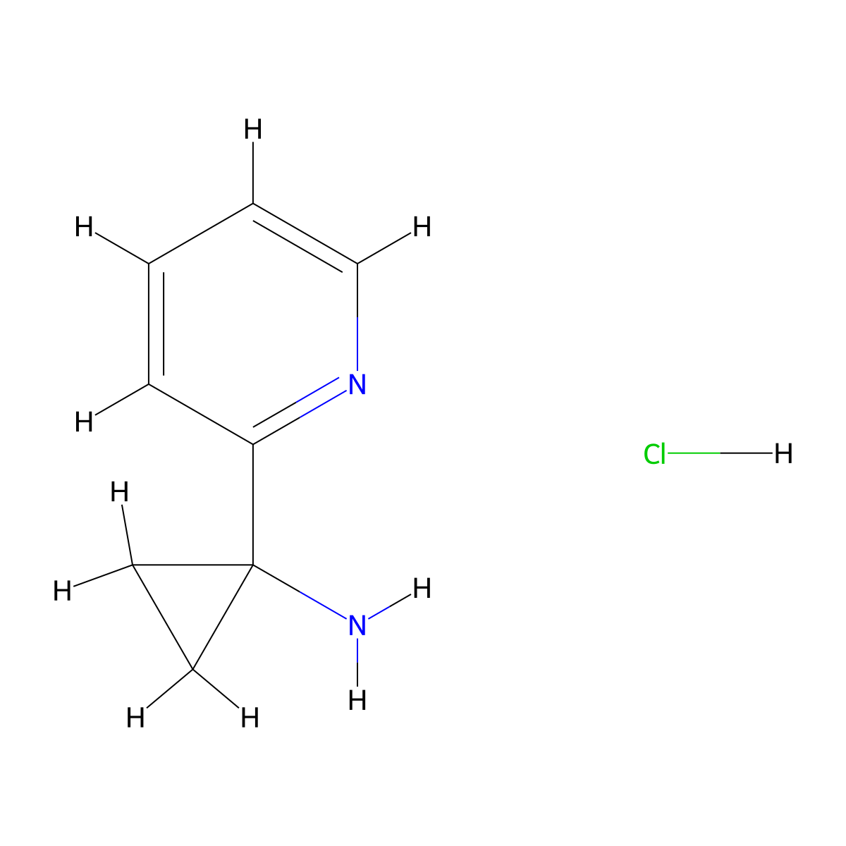 1-(Pyridin-2-yl)cyclopropan-1-amine hydrochloride molecular structure, CAS 437985-36-9