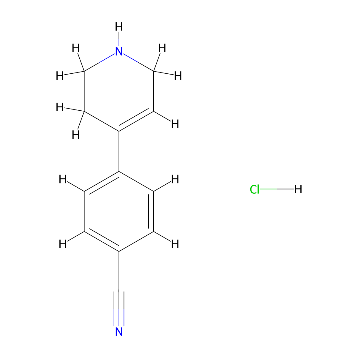 4-(1,2,3,6-Tetrahydropyridin-4-yl)benzonitrile hydrochloride molecular structure, CAS 437998-31-7
