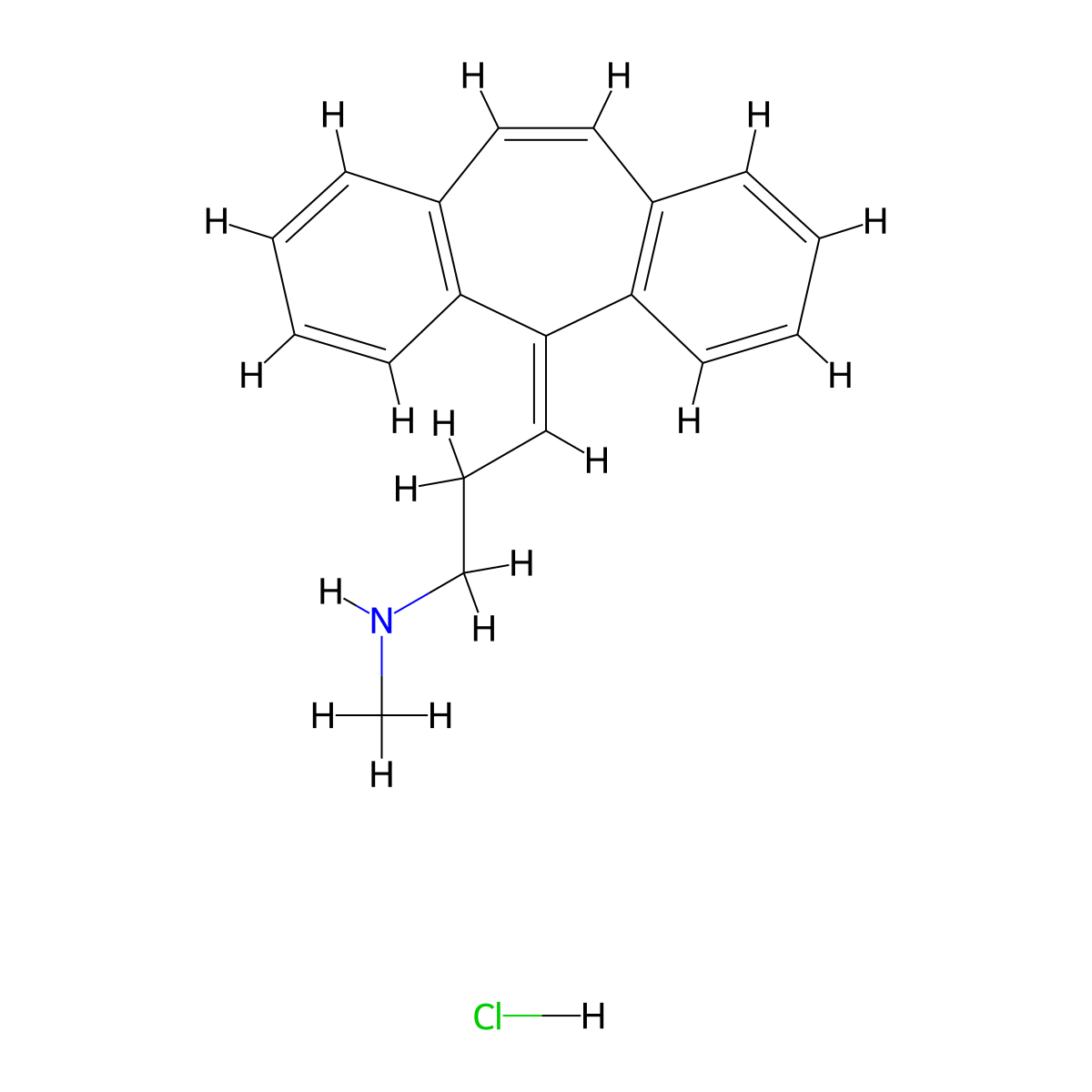3-(5H-Dibenzo(a,d)cyclohepten-5-ylidene)propyl(methyl)ammonium chloride molecular structure, CAS 438-59-5