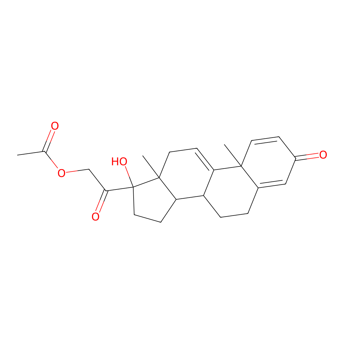 17-Hydroxy-3,20-dioxopregna-1,4,9(11)-trien-21-yl acetate molecular structure, CAS 4380-55-6
