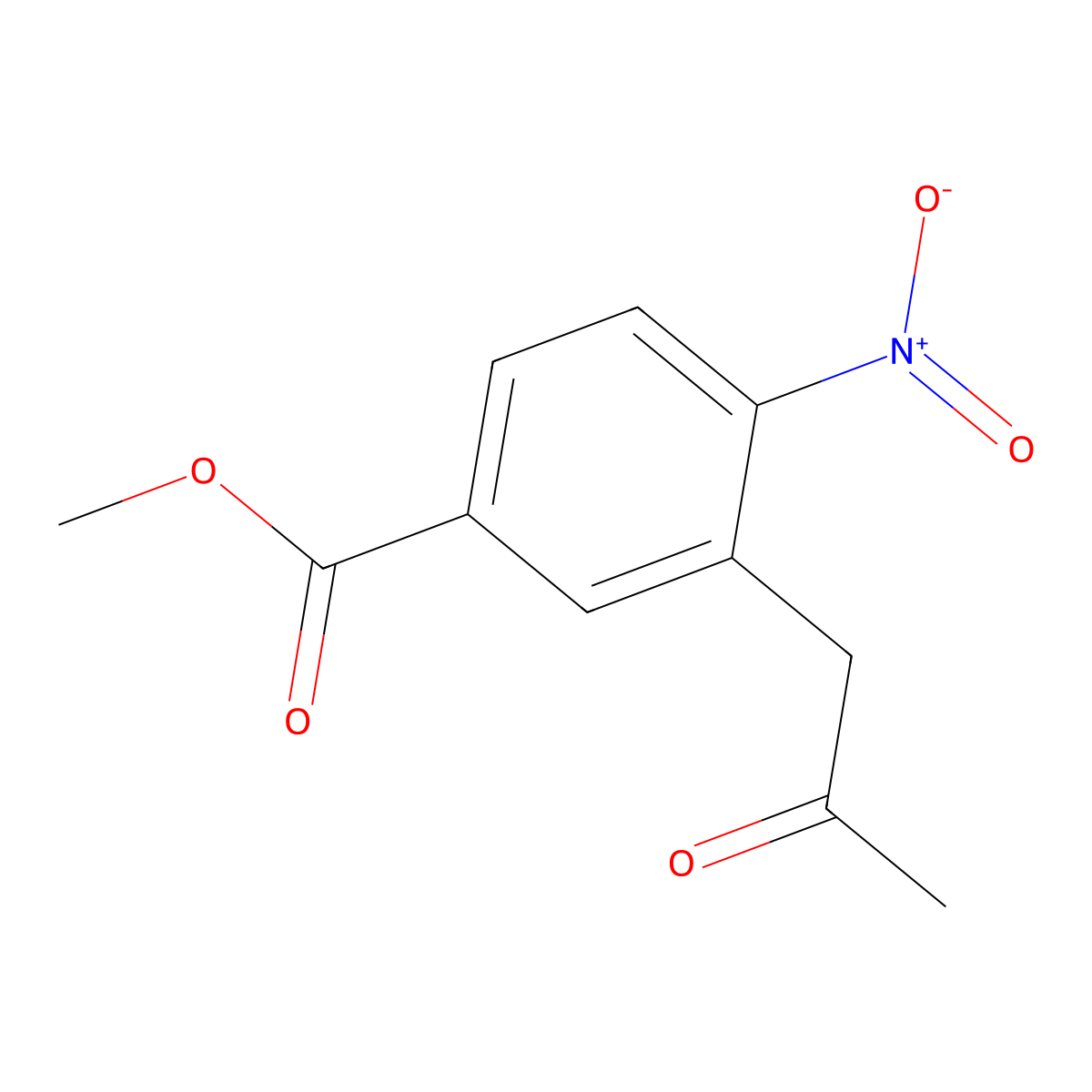Methyl 3-(2-oxopropyl)-4-nitrobenzoate molecular structure, CAS 438003-09-9