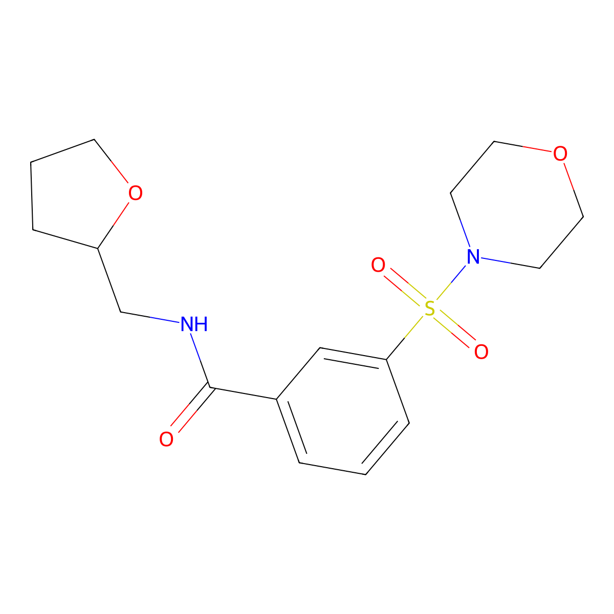 3-morpholin-4-ylsulfonyl-N-(oxolan-2-ylmethyl)benzamide molecular structure, CAS 438016-10-5