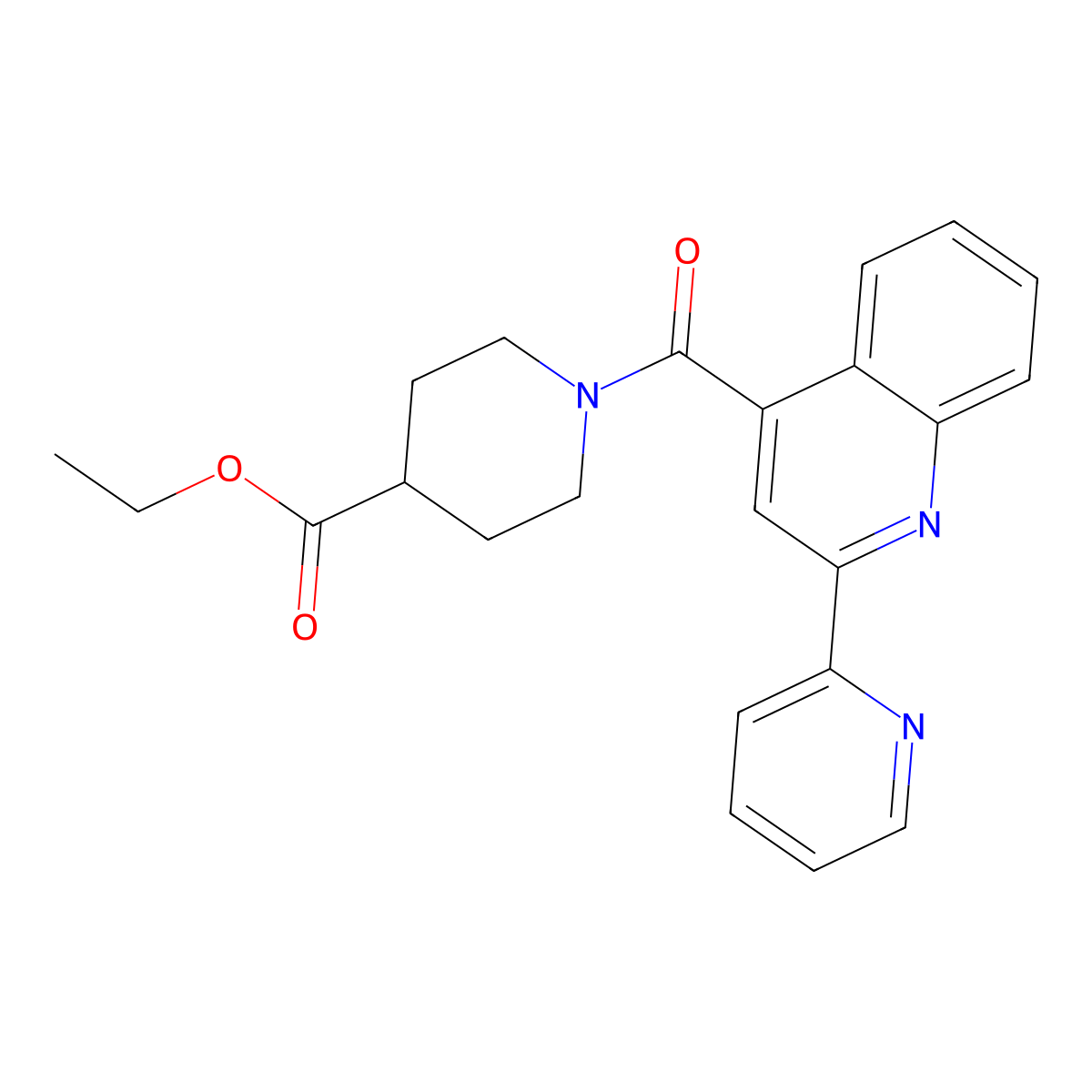 Ethyl 1-[(2-(2-pyridyl)-4-quinolyl)carbonyl]piperidine-4-carboxylate molecular structure, CAS 438016-59-2