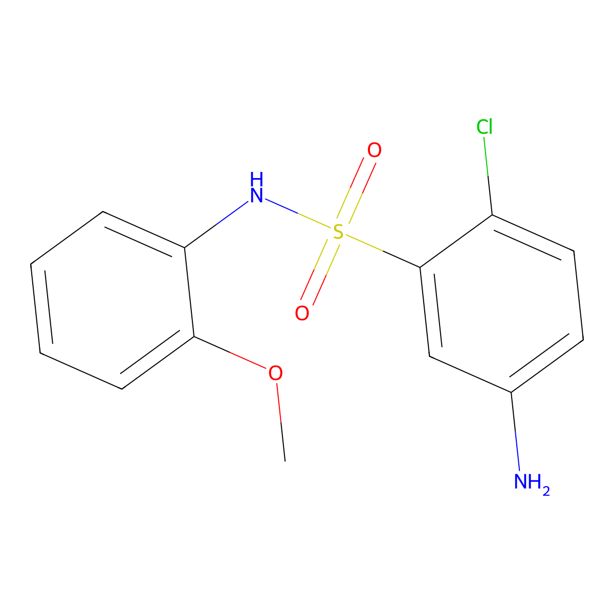 5-amino-2-chloro-N-(2-methoxyphenyl)benzene-1-sulfonamide molecular structure, CAS 438018-01-0