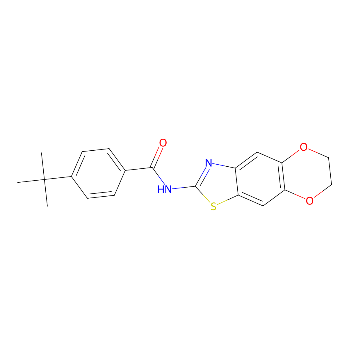4-tert-butyl-N-{10,13-dioxa-4-thia-6-azatricyclo[7.4.0.0^{3,7}]trideca-1,3(7),5,8-tetraen-5-yl}benzamide molecular structure, CAS 438019-33-1